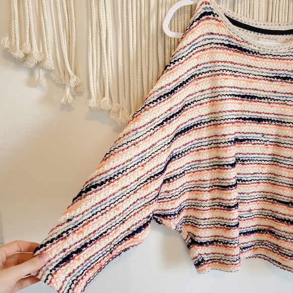 ANTHROPOLOGIE POSTMARK Textured Cold Shoulder Knit Button Sleeve Sweater sz XS - Picture 5 of 9